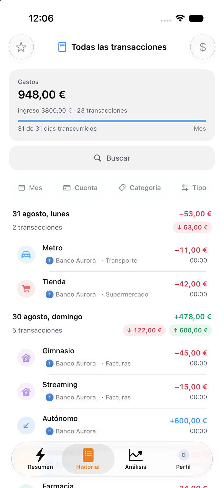 Todas las transacciones, fáciles de revisar